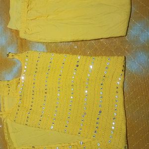 mirror wear yellow kurta set