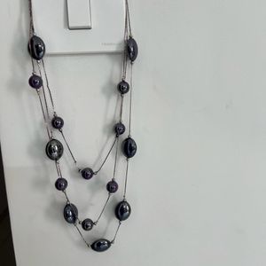 Three Layer Purple Stone Necklace