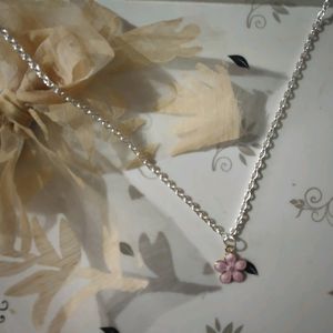 Pink Flower Charm Necklace