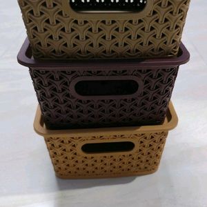 Pack Of 3 Multipurpose Storage Basket With Lid..