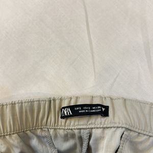 ZARA Grey Nylon Cargo Pants With Side Pockets