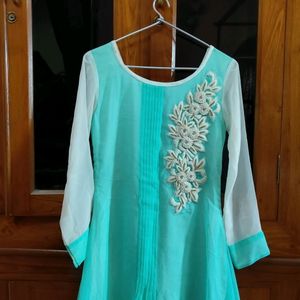 Sea Green Colour Anarkali Style Kurti For Girls