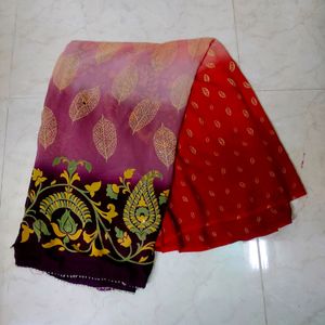 Beautiful Red Orange Saree For Sale