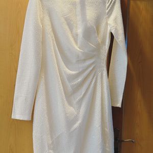 Full Sleeve Sequence White Dress