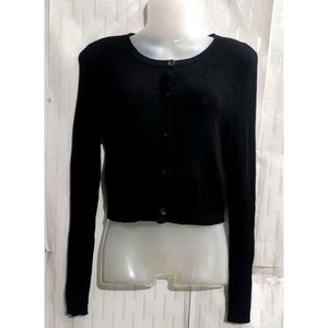 Black Crop Cardigan Sweater For women's