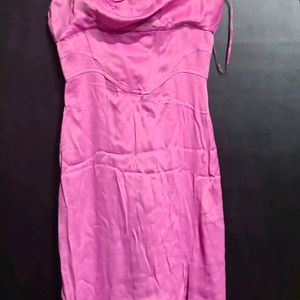 Zara Pink Cowl Neck Satin Dress