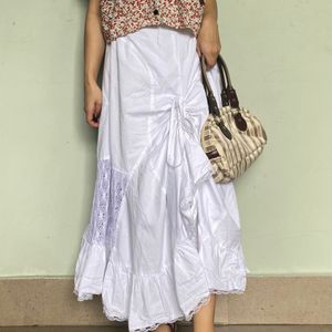 White Pinteresty Fairycore Maxi Skirt