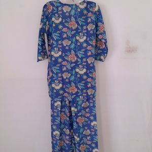 Blue Printed Nightsuit Set (Women's)