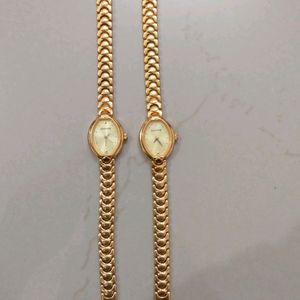 Sonata Quartz Analog Golden Watch