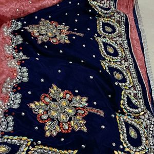 Embroidery Pink Saree