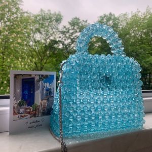 Blue Crystal Beaded Bag