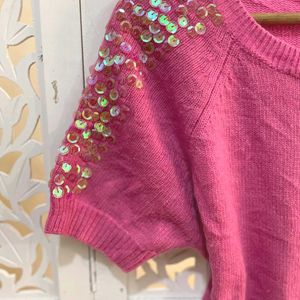 Pinterest Sequined Oversized Double Pocket Top