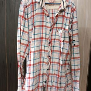 White Full Shirt With Red And Blue Checks Size