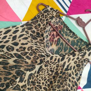 Stylish Cheetah Print Long Top/ One-piece