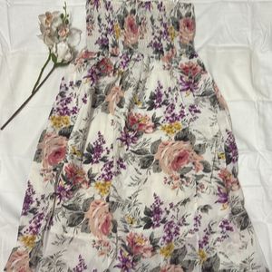 White Floral Tube Dress