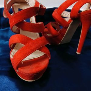 Red Hot Platform Heels