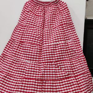 Red And White Ethnic Skirt