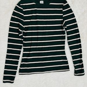 Green Full Sleeve Stripped Top