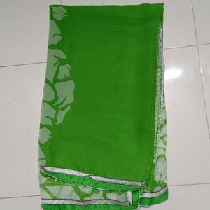 Green Saree No Blouse