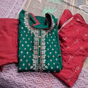 Punjabi  Suit Full Khdai Jri Work 1 Time Use New