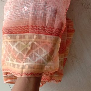 Price drop Friday - Peach Net Cotta Saree