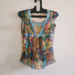 Multicolour Pleated Top