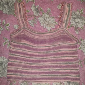 Cute Pink Flared Sleeveless Crop Top