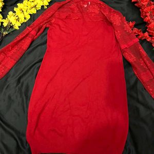 Red bodycon warm net dress