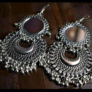 Big ‼️ Oxidised Mirror Earrings @❗₹40