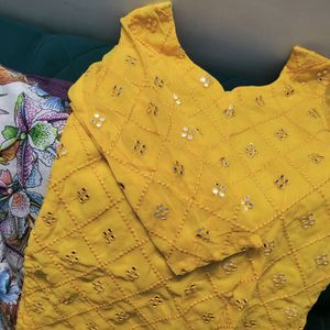 Yellow Stitched Festive Kurta