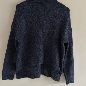 SHEIN Turtle Neck Sweater (Navy blue, Baggy Fit)