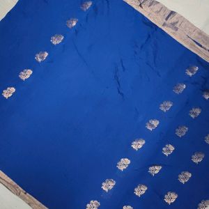 Blue Colour Fancy Pattu Sarees