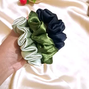 Premium Satin Scrunchies 3 Pcs