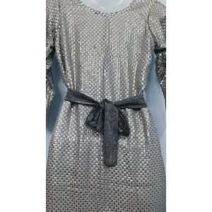 Sequence Dress Silver With Sparkle Belt And Plazo