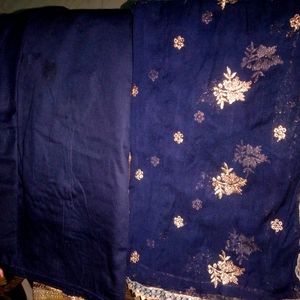 Narrow Pant, Cotton Kurti With Dupatta, Dark Blue