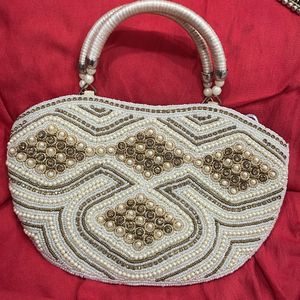 Bridal Handbag Offwhite With Embroidery