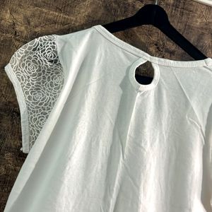 White Net Sleeved Top Or Tshirt