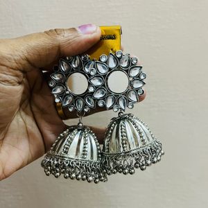 Oxidised Jumka - With One Free Pair of Earrings