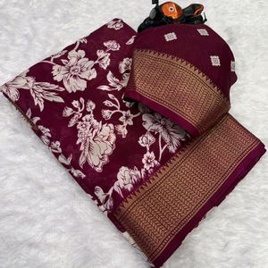 Crepe Saree Maroon Colour