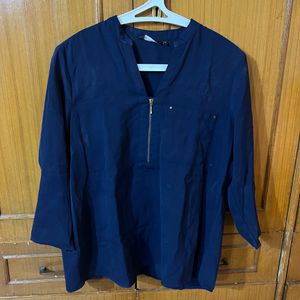 Navy Blue Van Heusen Shirt With Gold Chain Detail