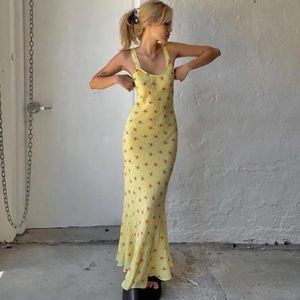 Floral Printed Yellow Maxi Dress