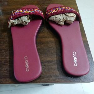 Maroon Designer Slippers. New And Tag Missing