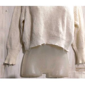 White Crop Sweater for Women's