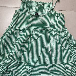 Green Striped A-line Dress