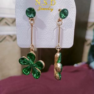 Green Flower Earrings