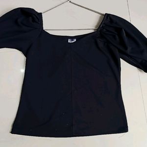 Women Solid Black Casual Top