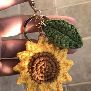 Crochet sunflower keychain