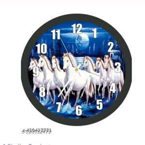 Plastic Blue Horse Wall Clock