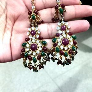 Necklace Green+mehroon Colour