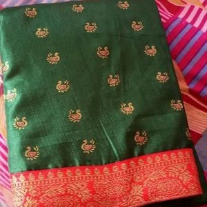 Bottle Green Crepe Saree